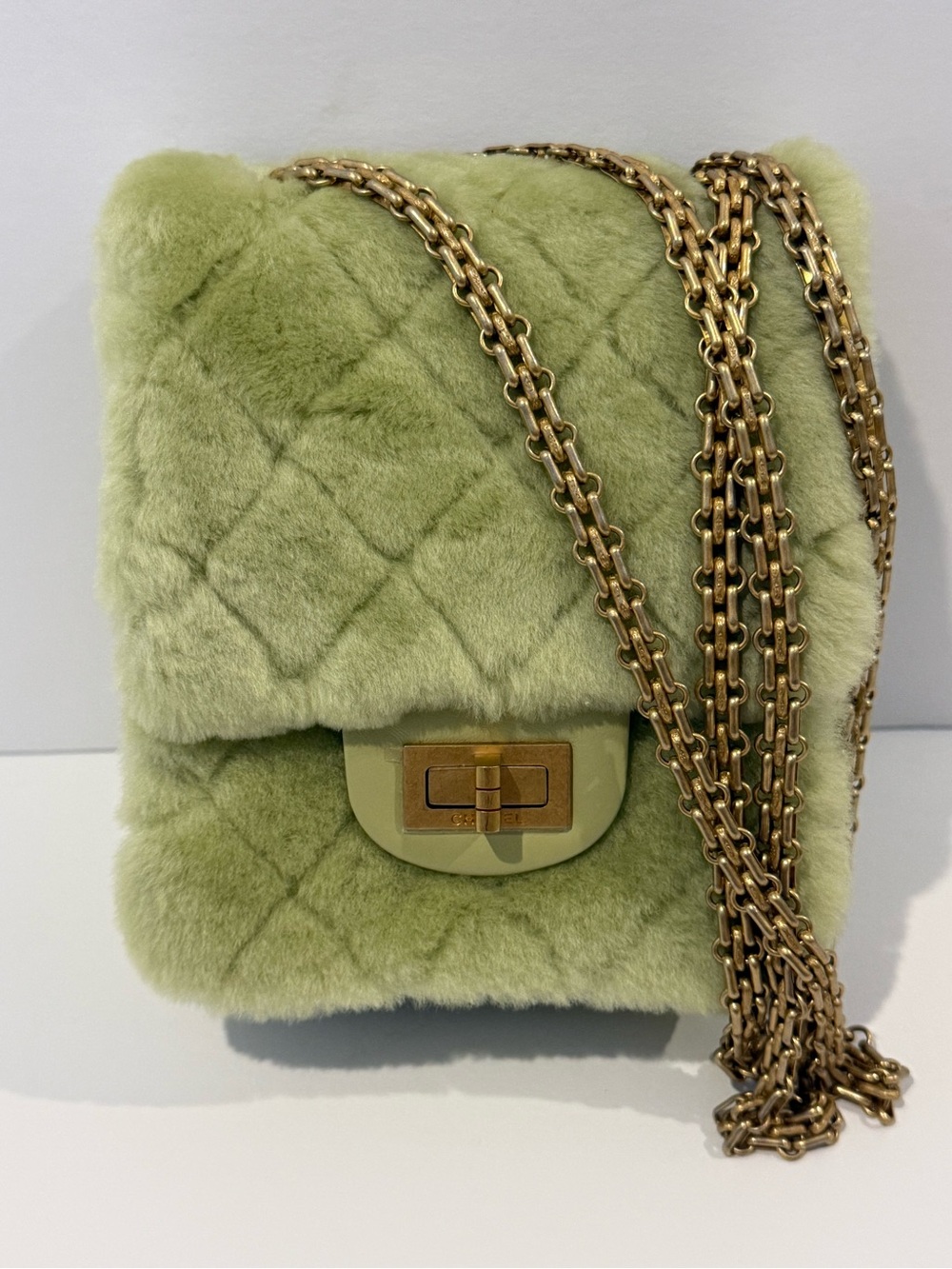 CHANEL 2.55 Shearling and Leather Shearling Fur Reissue Shoulder/Crossbody Bag
